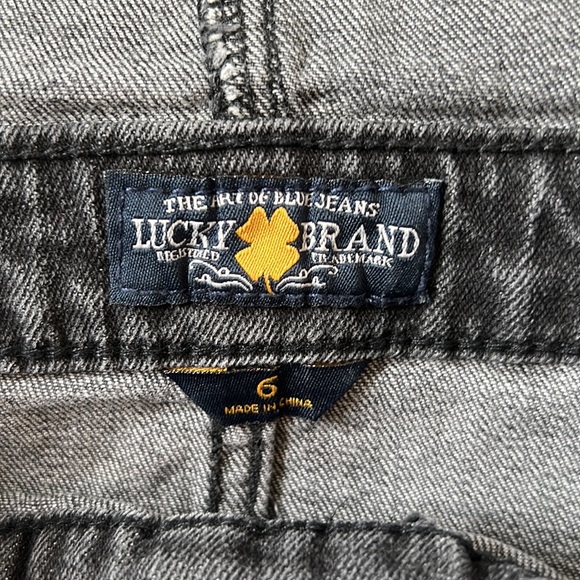 ❌ CLEARANCE Lucky Brand Black Denim Overalls Embroidered Print Jumper Skirt 6 - Picture 8 of 11